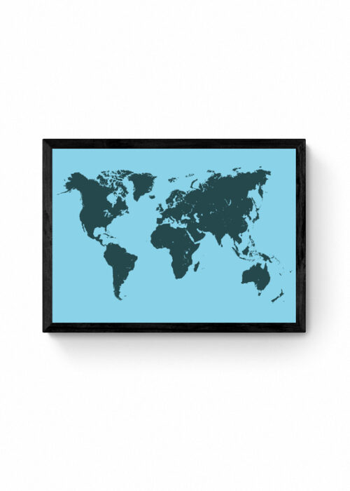 Wereldkaart Poster Blauw