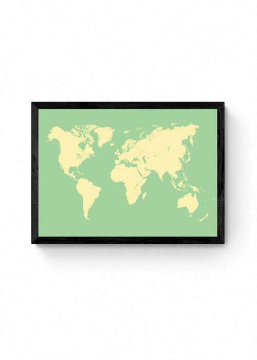 Wereldkaart Poster - Groen Geel