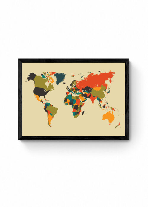 Wereldkaart Mozaïek Poster Autumn