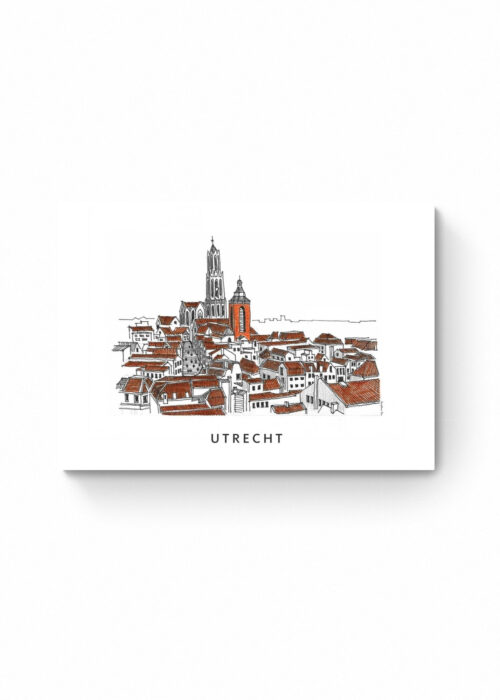 Utrecht van boven lijntekening print