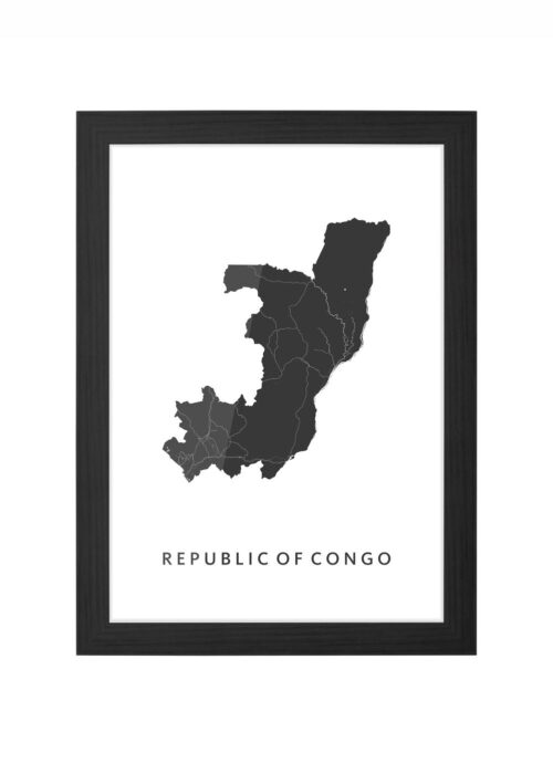 republic of congo landkaart poster ingelijst in zwarte lijst