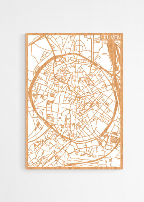 Houten Stadskaart van Leuven Bamboe