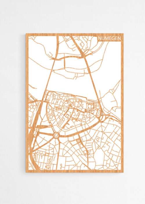 Houten Stadskaart van Nijmegen Bamboe