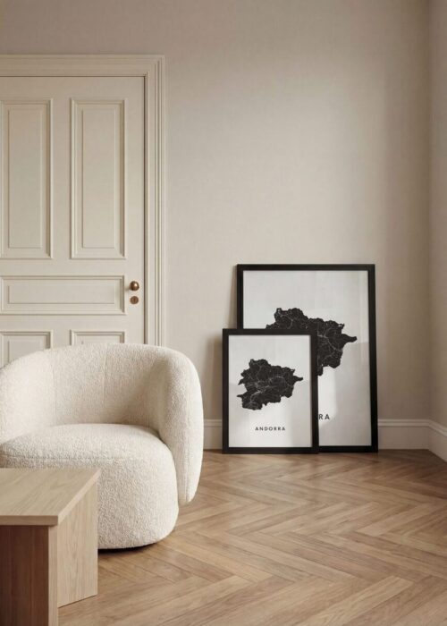Andorra landkaart Ingelijste Poster