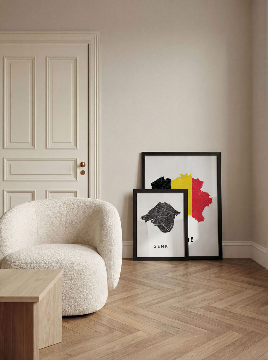 Genk White Stadskaart Poster Kopen