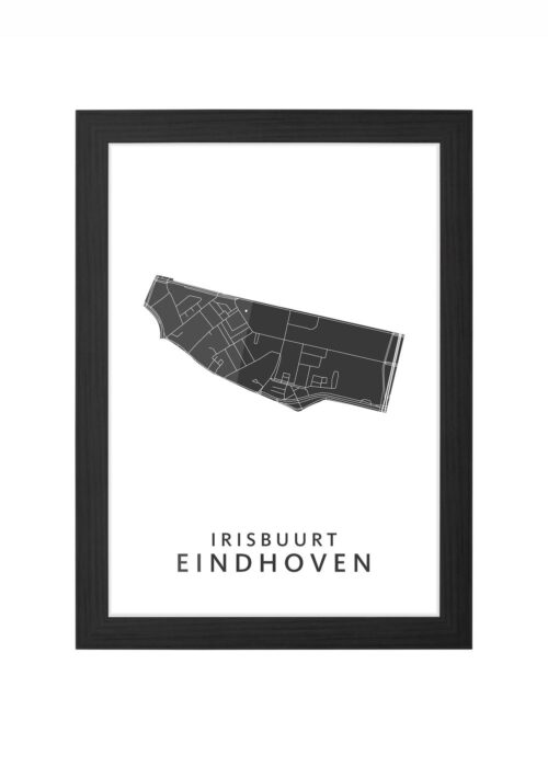 irisbuurt wijkkaart poster ingelijst in zwarte lijst
