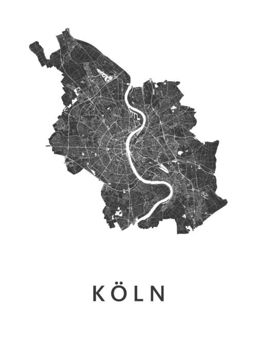 Köln Stadskaart poster White