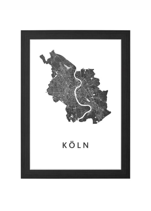 köln stadskaart poster ingelijst in zwarte lijst