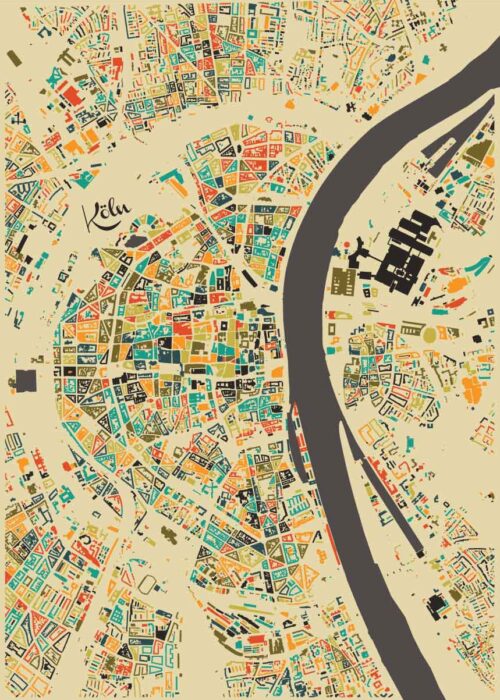 Köln Mozaïek Stadskaart poster