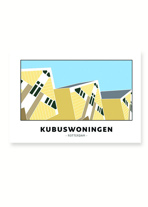 Kubuswoningen - Rotterdam lijntekening print