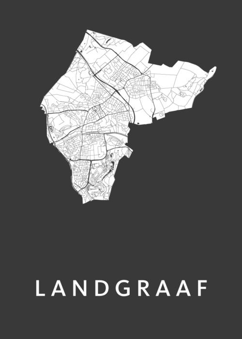 Landgraaf Stadskaart poster Black