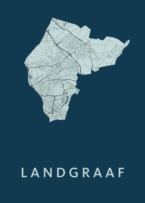 Landgraaf Stadskaart poster Navy