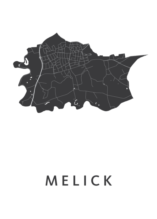 Melick White Stadskaart Poster | Kunst in Kaart