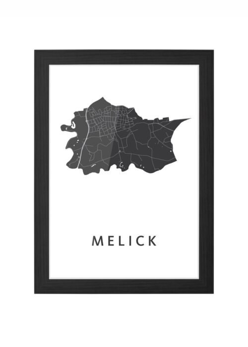 melick stadskaart poster ingelijst in zwarte lijst