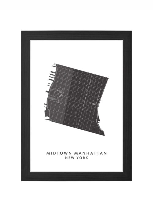 midtown manhattan wijkkaart new york ingelijst in zwarte lijst