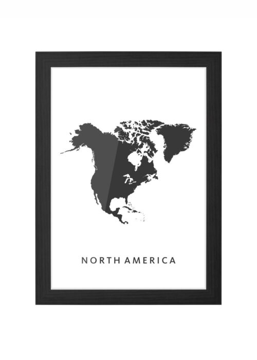 North America kaart ingelijst in zwarte lijst