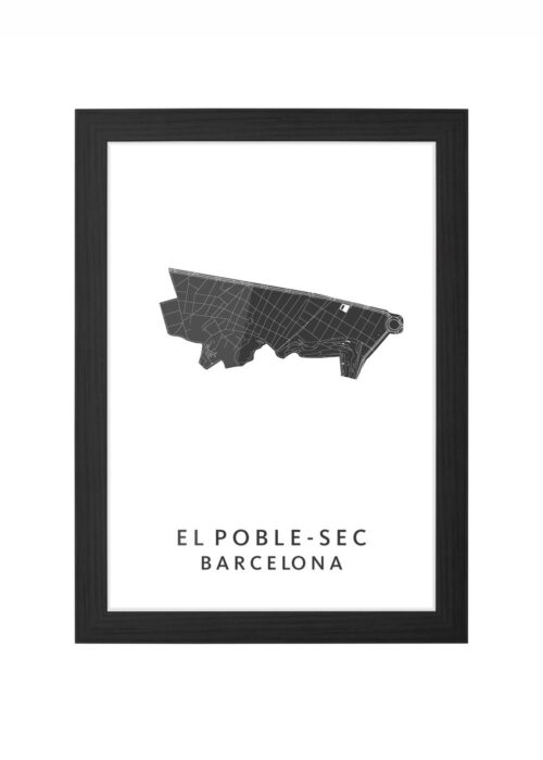 el poble sec wijkkaart barcelona ingelijst in zwarte lijst