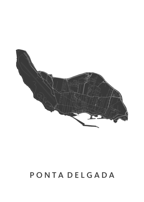 Ponta Delgada Kaart Poster