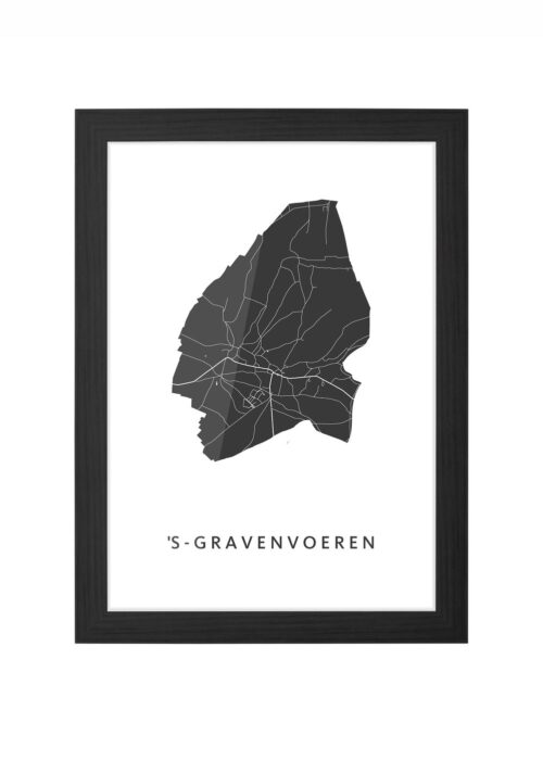 's-gravenvoeren kaart poster ingelijst in zwarte lijst