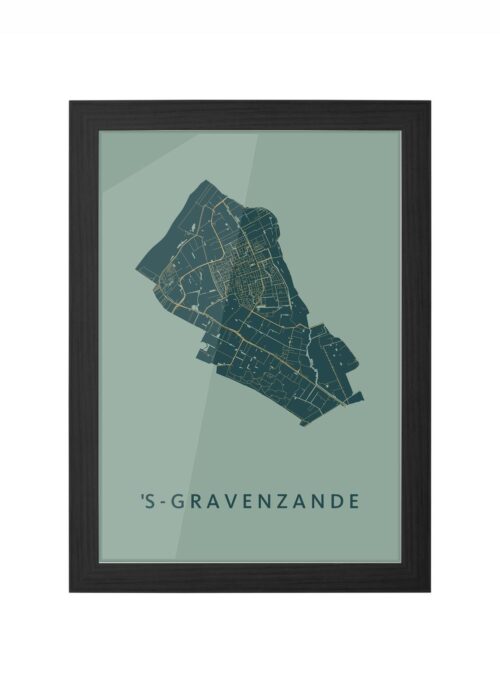 s-gravenzande stadskaart poster ingelijst in zwarte lijst