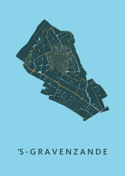 s-Gravenzande Stadskaart poster Azure