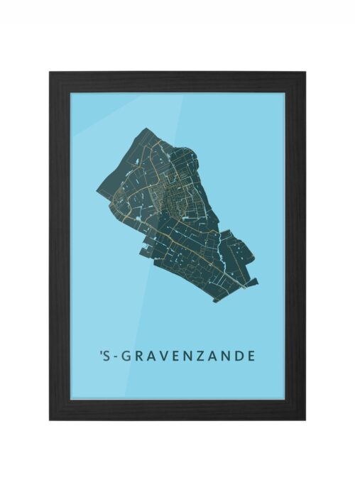 s-gravenzande stadskaart poster ingelijst in zwarte lijst