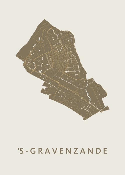 s-Gravenzande Stadskaart poster Gold