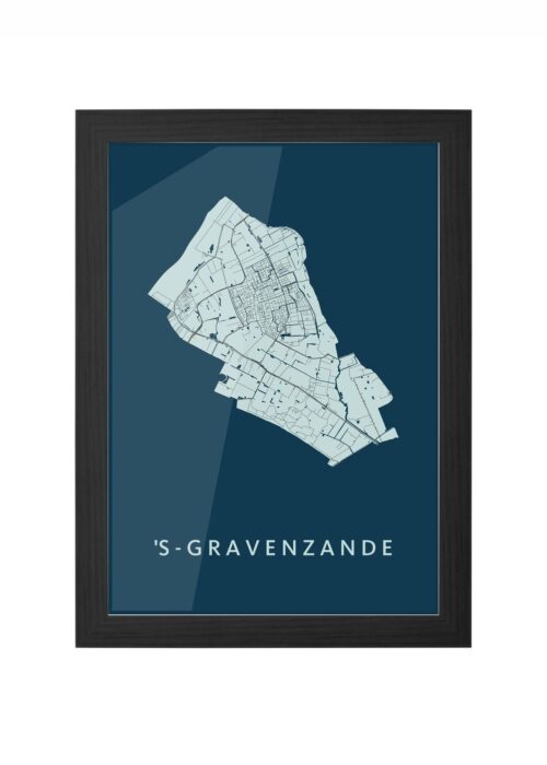 s-gravenzande stadskaart poster ingelijst in zwarte lijst
