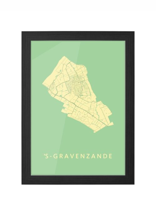 s-gravenzande stadskaart poster ingelijst in zwarte lijst