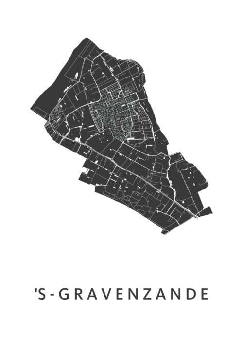 s-Gravenzande Stadskaart poster White
