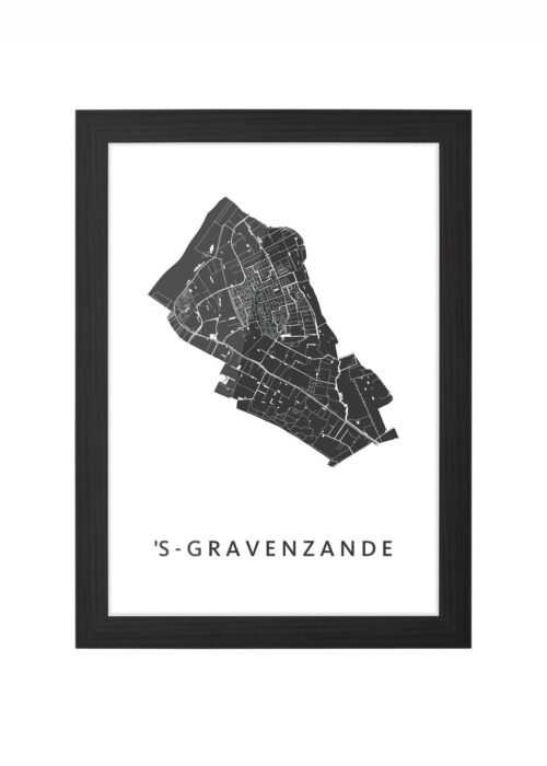s-gravenzande stadskaart poster ingelijst in zwarte lijst