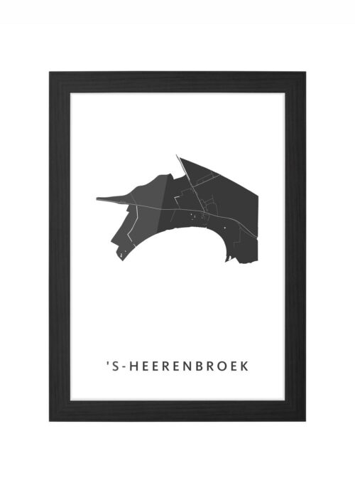 's-heerenbroek kaart poster ingelijst in zwarte lijst
