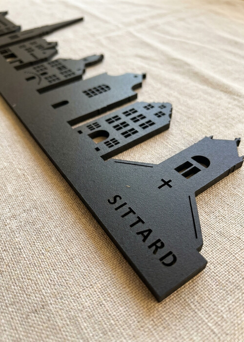 Zwarte houten skyline van Sittard in zwart MDF