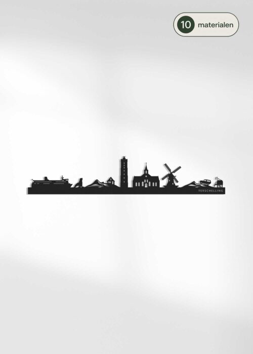 Houten skyline van Terschelling - verkrijgbaar in 10 materialen