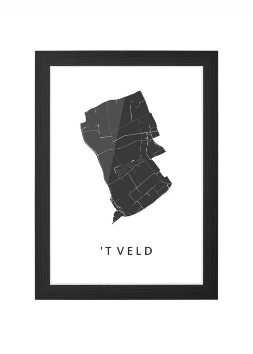 't veld kaart poster ingelijst in zwarte lijst