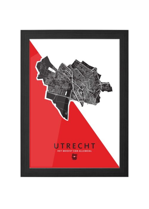 utca's finest x kunst in kaart - stadskaart poster ingelijst in zwarte lijst