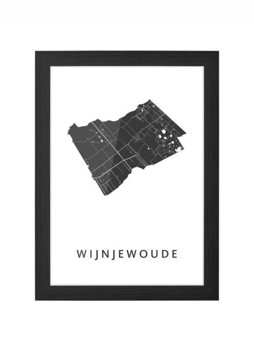 wijnjewoude kaart poster ingelijst in zwarte lijst